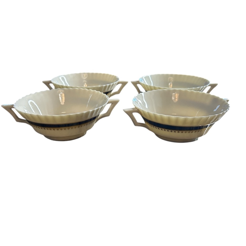 4-Retired Lenox Berkeley Cobalt 2-handle Soup Bowl
